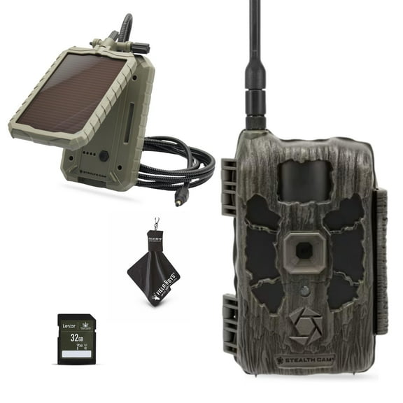 Stealth Cam Deceptor Max 2.0 Dual-Core Cellular Trail Camera  40MP Photos, 1440P Video w/Audio, NoGlow IR, 100ft Detection, GPS & DualSIM  Includes Solar Panel, SD Card, & Cleaning Cloth 1PK