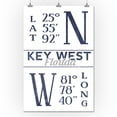 thumbnail image 3 of Key West, Florida, Latitude and Longitude (Blue) (24x36 Giclee Gallery Art Print, Vivid Textured Wall Decor), 3 of 3