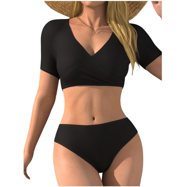 Fashion Forward Rashguard Set Printed Zip Front Top and Biker Shorts, Ideal for Sun-Safe Beach Sports