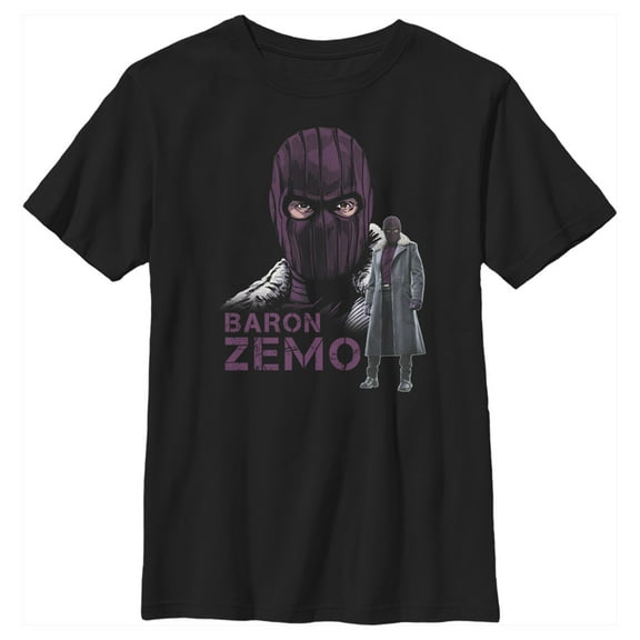 Boy's Marvel The Falcon and the Winter Soldier Mask of Baron Zemo  Graphic Tee Black Small