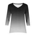 thumbnail image 6 of ZHYou Womens V-Neck Tunic Top Gradient Color Block 3/4 Sleeve Loose Flowy Fit Shirts,Sizes:S,M,L,XL,2XL, 6 of 6