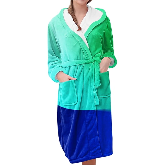 Gifts for Women Robes for Women Fuzzy House Coat Oversized Kimono Women's Sleepwear Spa Womens Bathrobe Dark Blue