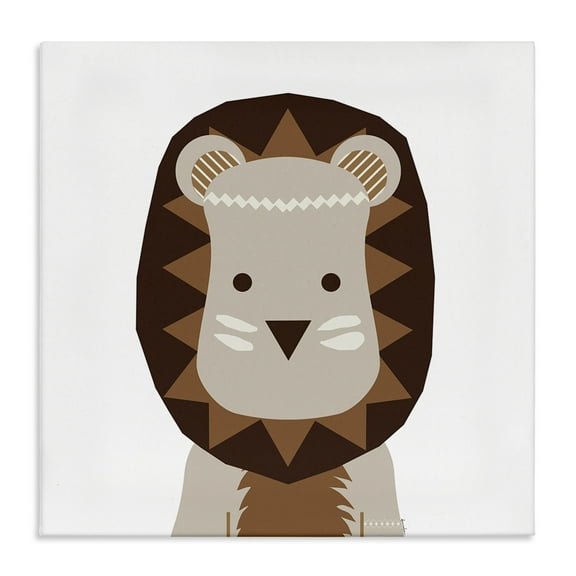 Stupell Industries Neutral Tone Lion Animals Painting Wrapped Canvas Art Print Wall Art, 17 x 17