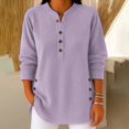 thumbnail image 2 of WTXUE Womens Vintage Corduroy Shirts Button V Neck Top Long Sleeve Tops Oversized Casual Knitted Pullover Loose Fit Comfy Trendy Basic Pullover Sweatshirts Tunic Sweatshirts Purple S, 2 of 5