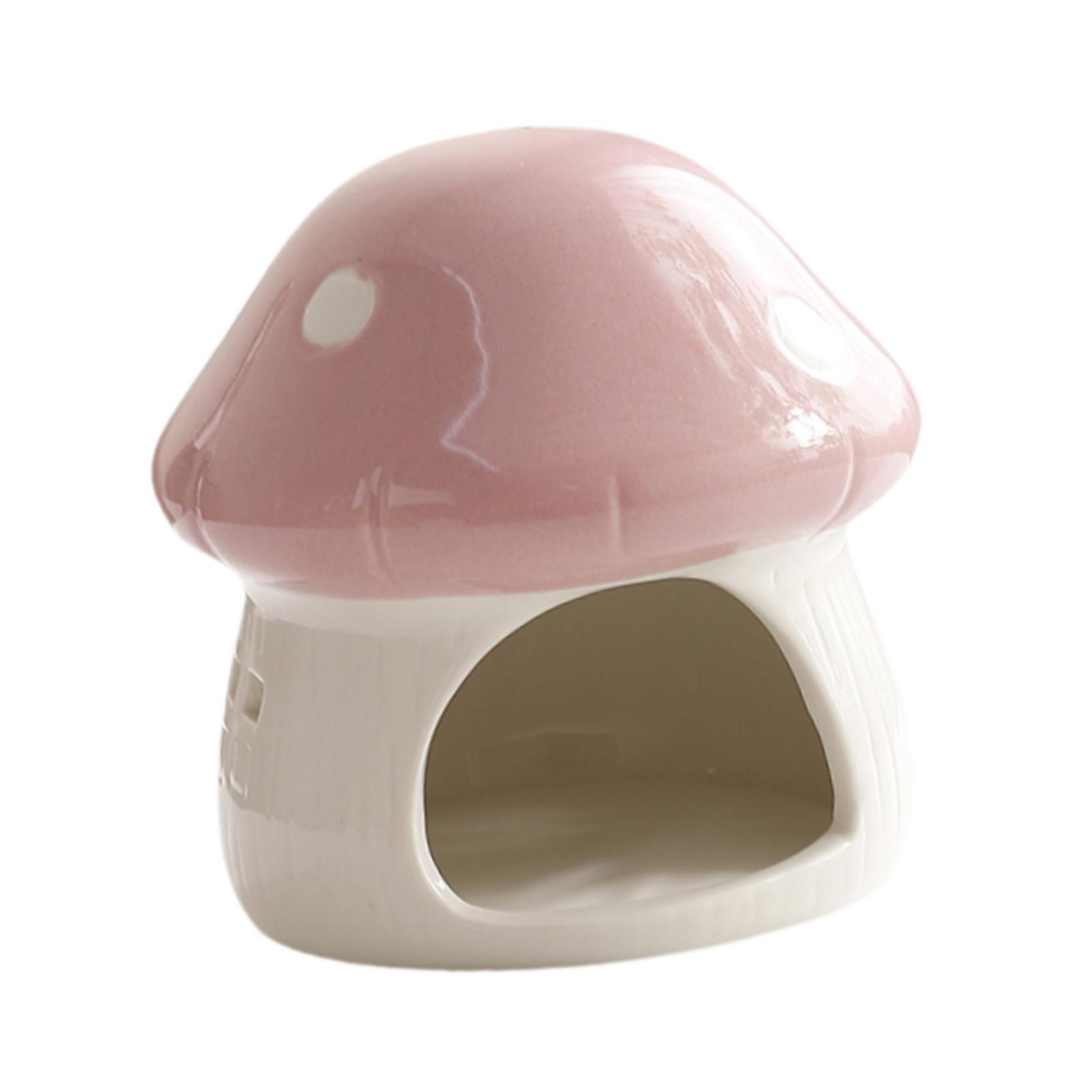 Hamster House Mushroom Shaped Ceramic Hideout Decorative Pink Small Animal Cage Indoor Use