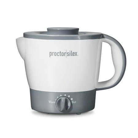 Proctor Silex Hot Pot, Electric Kettle, 32 Ounces or 4 Cups, Nonstick Surface, Adjustable Heat, White, 48507