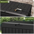thumbnail image 4 of XYTREW 80 Gallon Deck Box, Waterproof Resin Outdoor Storage Box for Outside and Patio, Outdoor Storage Bench Lockable for Patio Furniture, Garden Tools and Pool Supplies (Black, 80 Gallon), 4 of 14