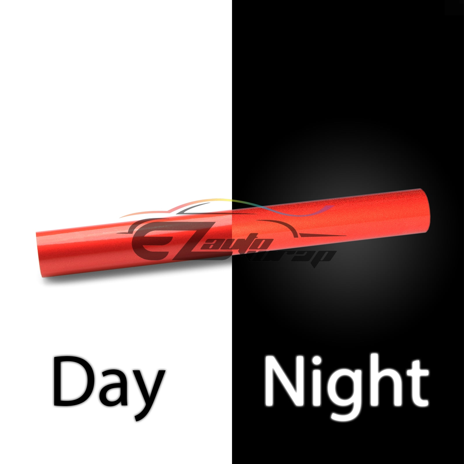 EZAUTOWRAP Red Night Reflective Vinyl Wrap Sticker Decal Graphic Sign Self Adhesive Film Roll For Car Vehicle Boat Truck Trailer RV Motorcycle Bike Road Sign Party Club Decoration