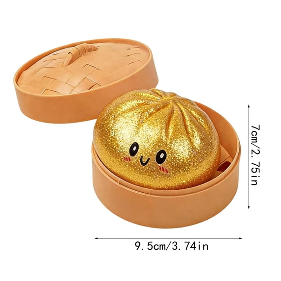 2026 Edition Metallic & Glitter Bao Bun Squishy, Realistic Dim Sum Steamer Set - 7-Color Shimmering Stress Relief Fidget, Hand-Pinching Sensory Toys, Soft Squeeze Decompression Dough for Adults