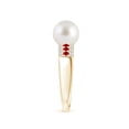 thumbnail image 3 of ANGARA South Sea Cultured Pearl Ring with Rubies in 14K Yellow Gold for Women | June Birthstone, Birthday, Anniversary, Jewelry Gift for Women | Pearl Ring, 3 of 9