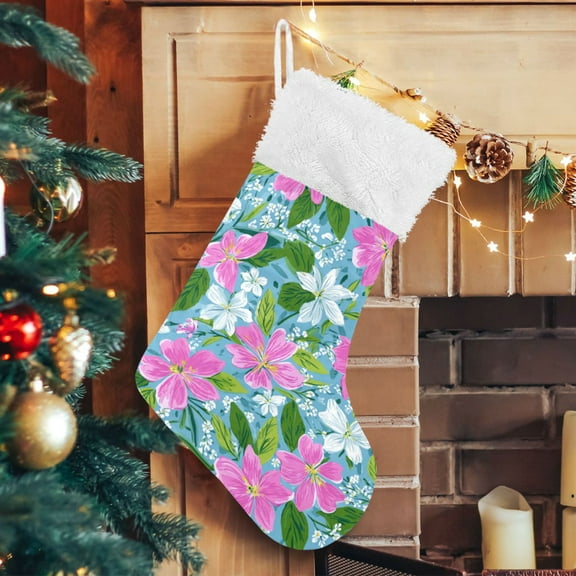 RMDQTR Christmas Stockings for Xmas Gifts - Large Size Festive Holiday Decor for Family Lily Pulitzer Floral Pattern