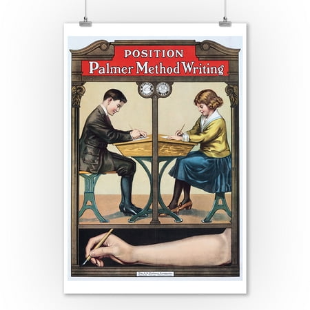 - Palmer Method Writing Vintage Poster USA (9x12 Art Print, Wall Decor Travel Poster)