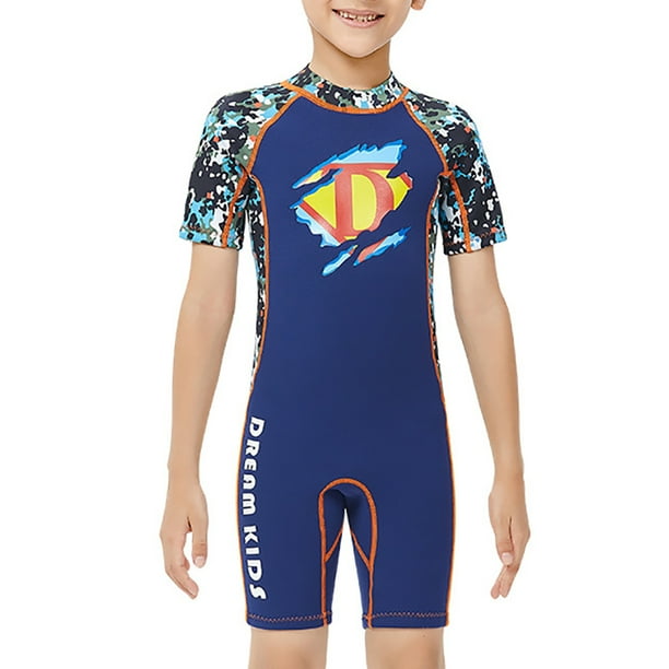 Soidarity Trajes de neopreno de 2,5 MM, traje de buceo para niños, traje de baño térmico de una pieza a la moda, traje de baño antiquemaduras solares Deportes acuáticos Negro XL Soidarity OD003655-04