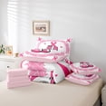thumbnail image 6 of Feelyou Kawaii Boxing Gloves Twin Bedding Sets 7-Piece, Pink Hope Ribbon Bedding Comforter Set, Cartoon Love Heart Reversible Sheet Sets, Ultra Soft Bedroom Decor, 6 of 8