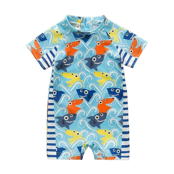 Toddler Swim Cover Up Boy Boy Swimsuit One Piece Long Sleeve Zipper Bathing Suit UPF 50 Sun Protection Rashguard Swimwear 0-24 Months
