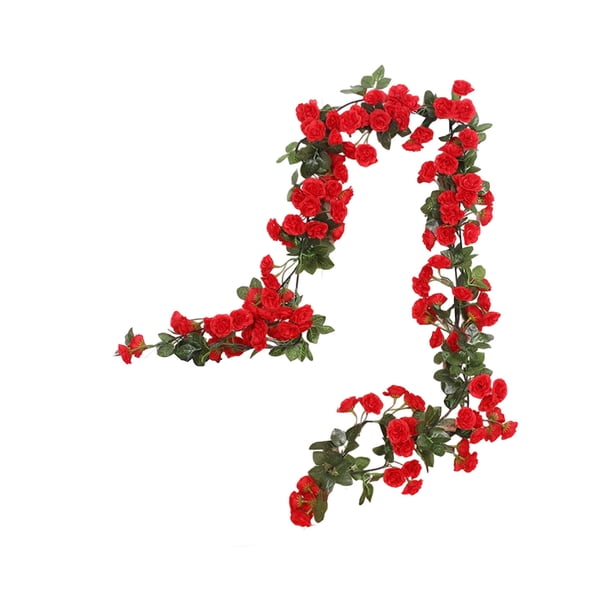 Flores Artificiales Colgantes, Pared de Flor de Seda Rosa Caliente Colgante 180cm con 69 Flores, Hebra Decorativa Ajustable, Flores Artificiales para la Decoración