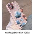 thumbnail image 6 of Blue Rose Flower Painted Phone Case, Semi-Clear Phone Case with Glitter Glass Lens Film, Anti-Drop, Small Fresh Design for iPhone 15 14 13 12 11 Pro Max Plus Phone Case (Black,iPhone 14 Pro), 6 of 8