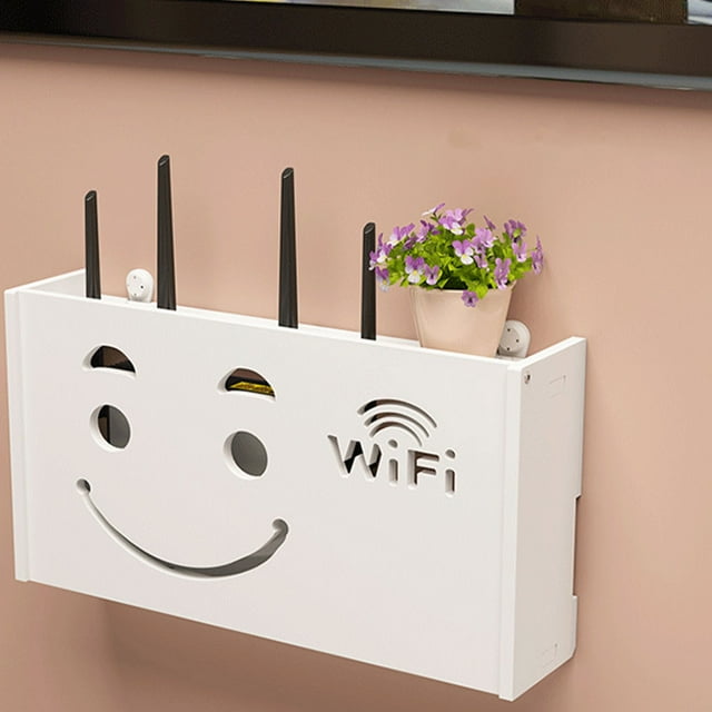 Becaristey Wall Mount Router Box For Living Room Wifi Storage Hider Cord Management Container Desk Bedroom C