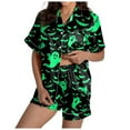 thumbnail image 3 of UngA Halloween Sleepwear Pajama Set for Women 2 Piece Lounge Set Short Sleeve Tops and Shorts Soft Sleepwear Loungewear Sweatsuits Green,L, 3 of 6