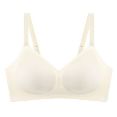 SMihono Seamless Bras Full Coverage Wireless Push Up Bra for Women Adjustable Straps No Underwire Comfort V Neck Bralettes White XL