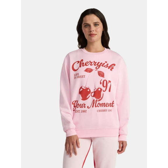 Women's Cherryish Graphic Sweatshirt with Long Sleeves, Sizes XXS-XXL