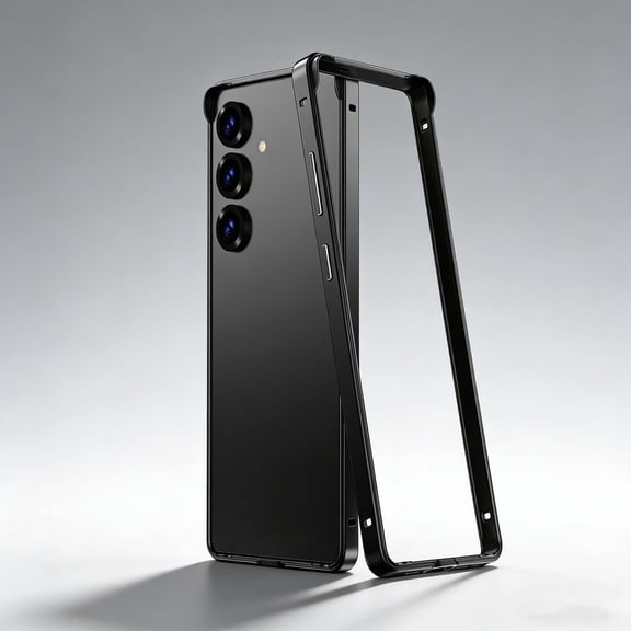 For Samsung Galaxy S24 Bumper Metal Frame Case,Slim Frameless Backless Fast Heat Dissipation,4 Corner Shockproof Protection,Anti-fall Drop Protection,With Soft TPU Inner,Phone Case,Black