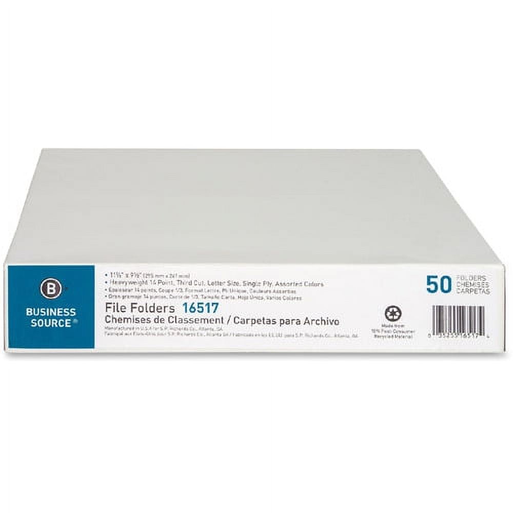 Business Source 1/3-cut Tab Hvywt Color File Folders
