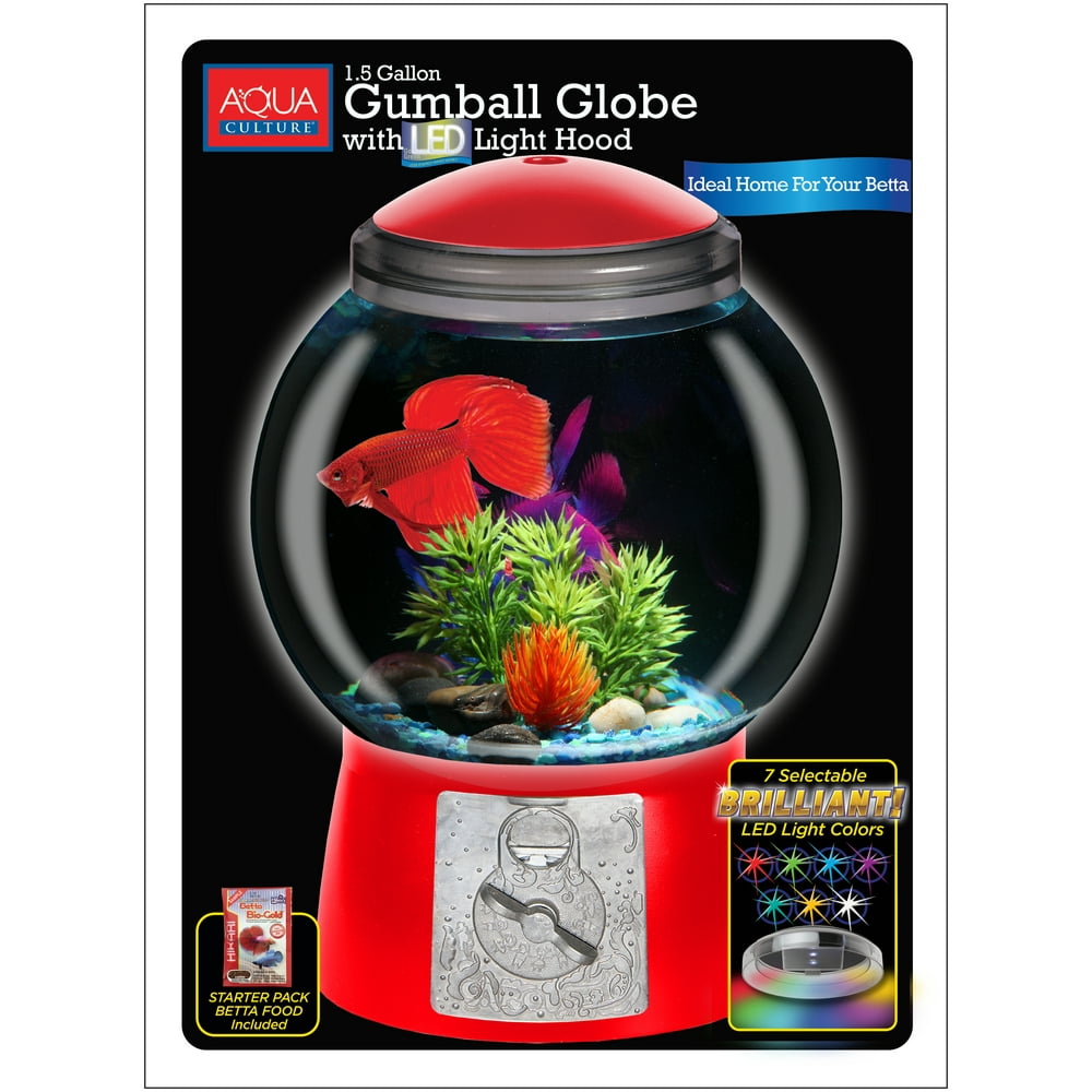 Aqua Culture 1.5Gallon Gumball Aquarium with LED Lighting Walmart