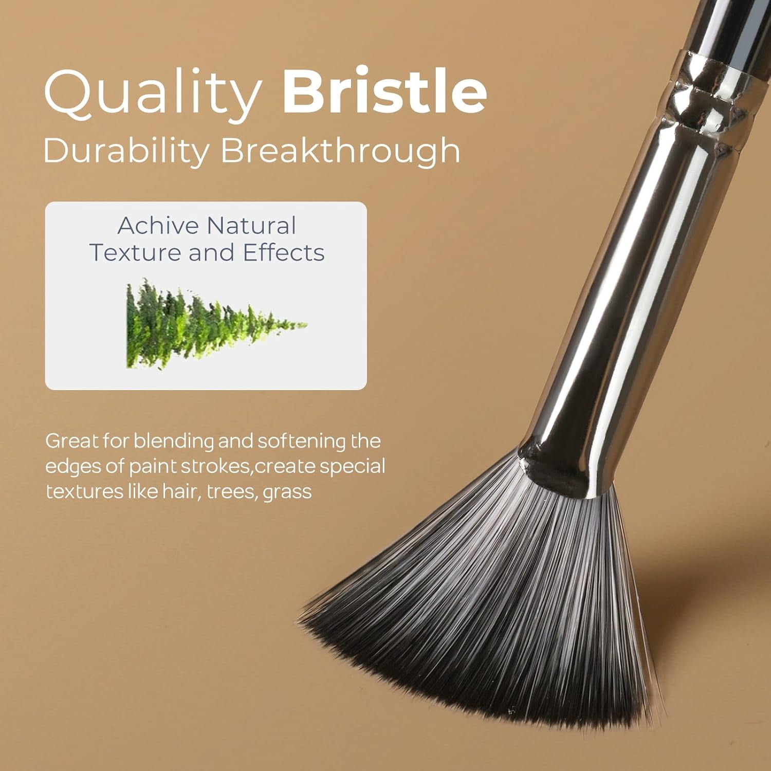 JJEAN-Fan Paint Brushes 10 PCS Artist Painting Brush Set Soft Anti-Shedding Nylon Hair Wood Short Handle for Acrylic, Watercolor, Oil, Craft Painting