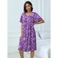 thumbnail image 2 of MINTREUS Nightgowns for Women Short Sleeve Nightshirt Comfy Sleepwear MuMu Dress with Pockets, 2 of 6