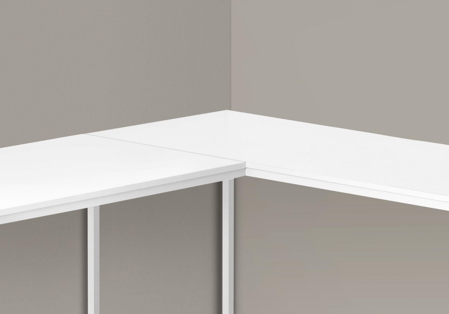 Monarch Specialties Bureau, Bureau À Domicile, Coin, 58"l, Forme De L, Travail, Ordinateur Portable, Métal, Stratifié, Blanc, Contemporain, Moderne