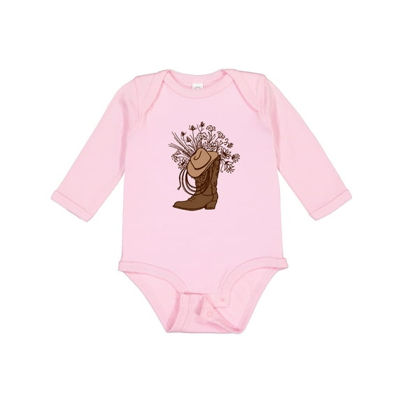 Inktastic Cowgirl Rodeo Western Boot Girls Long Sleeve Baby Bodysuit