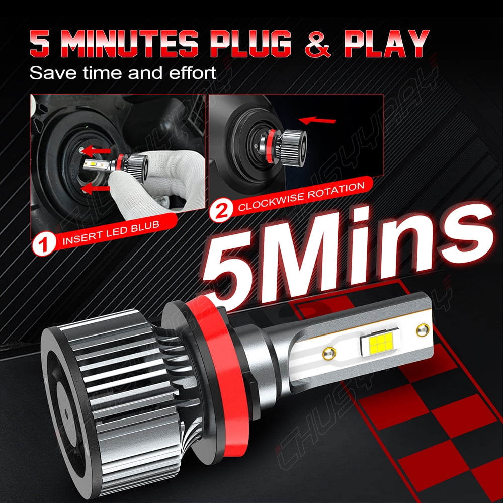 H11 H9 H8 LED Headlight Bulbs Hi/Low Beam Light 72000LM 200W High Power Easy Installation