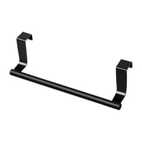 Njspdjh House Hooks 1 Pack Over The Door Towel Rack,Stainless Steel Towel Holder and Washcloth Rack, 9in Over The Cabinet Hand Dish Towel Bar for Bathroom Kitchen Living Room Bar Holder Cupboard Black