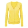 thumbnail image 2 of Womens Sweaters V Neck Cardigan Sweater Plus Jacket Solid Color Knitted Fall Clothes For Women ,Yellow, 2 of 4