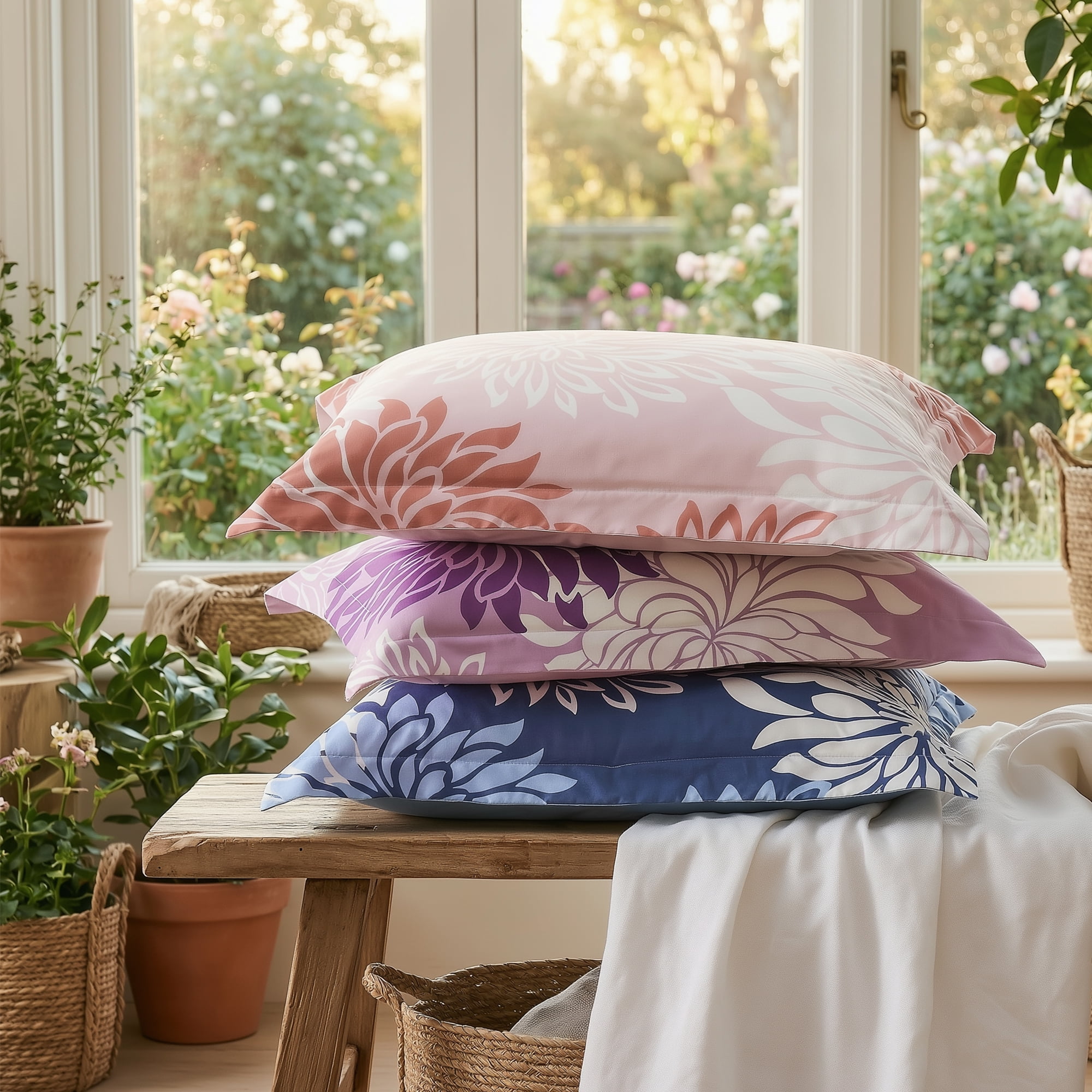 Regency Heights King Size Comforter Set, 5-Piece Floral Bedding Set for All Season, Purple Comforter Set King with Bed Skirt