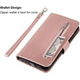 thumbnail image 4 of Wallet Case for iPhone Xs iPhone X, 5 Card Slots Magnetic Closure Zipper Pocket Handbag PU Leather Flip Case with Wrist Strap TPU Kickstand Cover for iPhone Xs/iPhone X - Rose Gold, 4 of 14