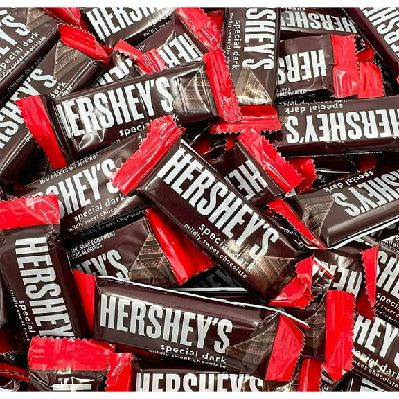 Hershey's Special Dark Mildly Sweet Chocolate Candy Bars Snack Size, Bulk 2 Pounds Bag