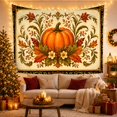 thumbnail image 3 of Pumpkin and Maple Leaves on Textured Parchment, Cozy Folk Art for Nature Lovers, Neutral Botanical Wall Decor, Thanksgiving Hostess Gift, Tapestry Wall Hanging for Living Room and Bedroom, 3 of 7