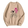 thumbnail image 3 of Gibobby Tops Mujeres Casual Camiseta estampada de talla grande con estampado del día de San Valentín para mujer Top informal de manga larga (Caqui, XL), 3 of 4