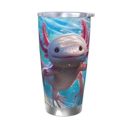 

Gaeub Cute Underwater Axolotl Print 20-Ounce Stainless Steel Car Cup Tumblers Cups with Lids and Straw Coffee Cups for Adults Kids Home Car Office School Travel Party-Without Straw
