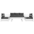 thumbnail image 5 of Lounge Sectional Sofa Chair Table Set, White Gray Grey, Aluminum, Metal, Fabric, Modern Contemporary, Outdoor Patio Balcony Cafe Bistro Garden Furniture Hotel Hospitality, 5 of 10