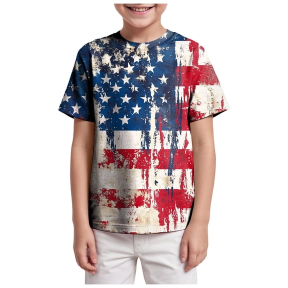 YDFCWXW Big Kids Tie Dye Shirt for Boys Girls Short Sleeve Hippie Tshirt Senior Tee (Blue, 6-7 Years)