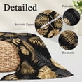thumbnail image 2 of Black Golden Palm Leaf Pillow Covers, Linen Long Throw Pillow Case, Tropical Plant Modern Luxury Holiday Pillow Protector Decorative Cushion Cover for Living Room/Bedroom 12" x 20", 2 of 8