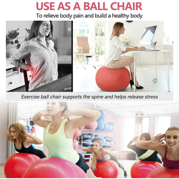 75Cm Yoga Ball, Exercise Ball For Fitness, Stability, Balance & Birthing,  Anti-Burst Professional Quality Design Balance Ball Pilates Core&Workout  Ball With Quick Pump - Home Gym Office Chair 