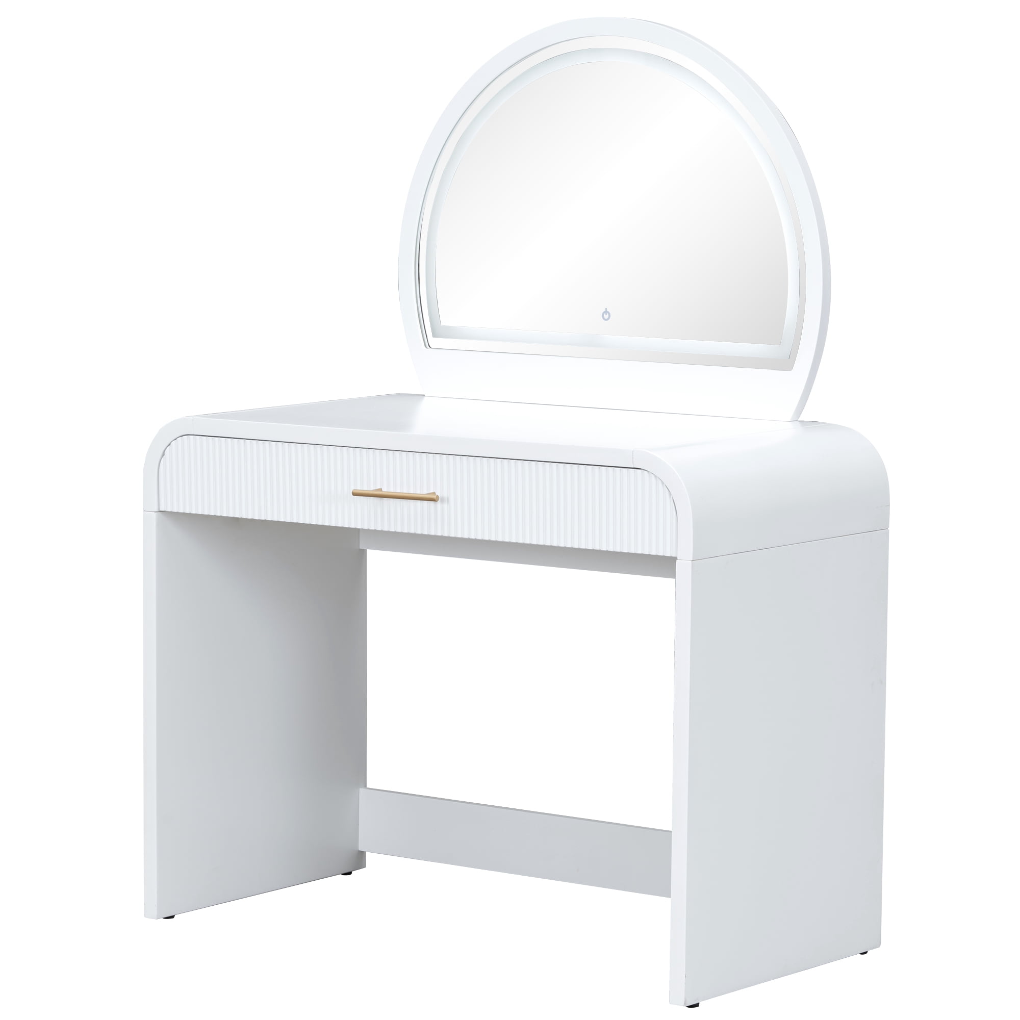 Homy Casa Vanity Table with Lighted Mirror, Large Drawer & White Makeup Desk