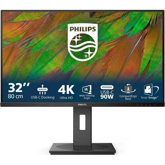 Restored PHILIPS 32'' 4K UHD Computer Monitor with USB-C Docking,Black (Refurbished)