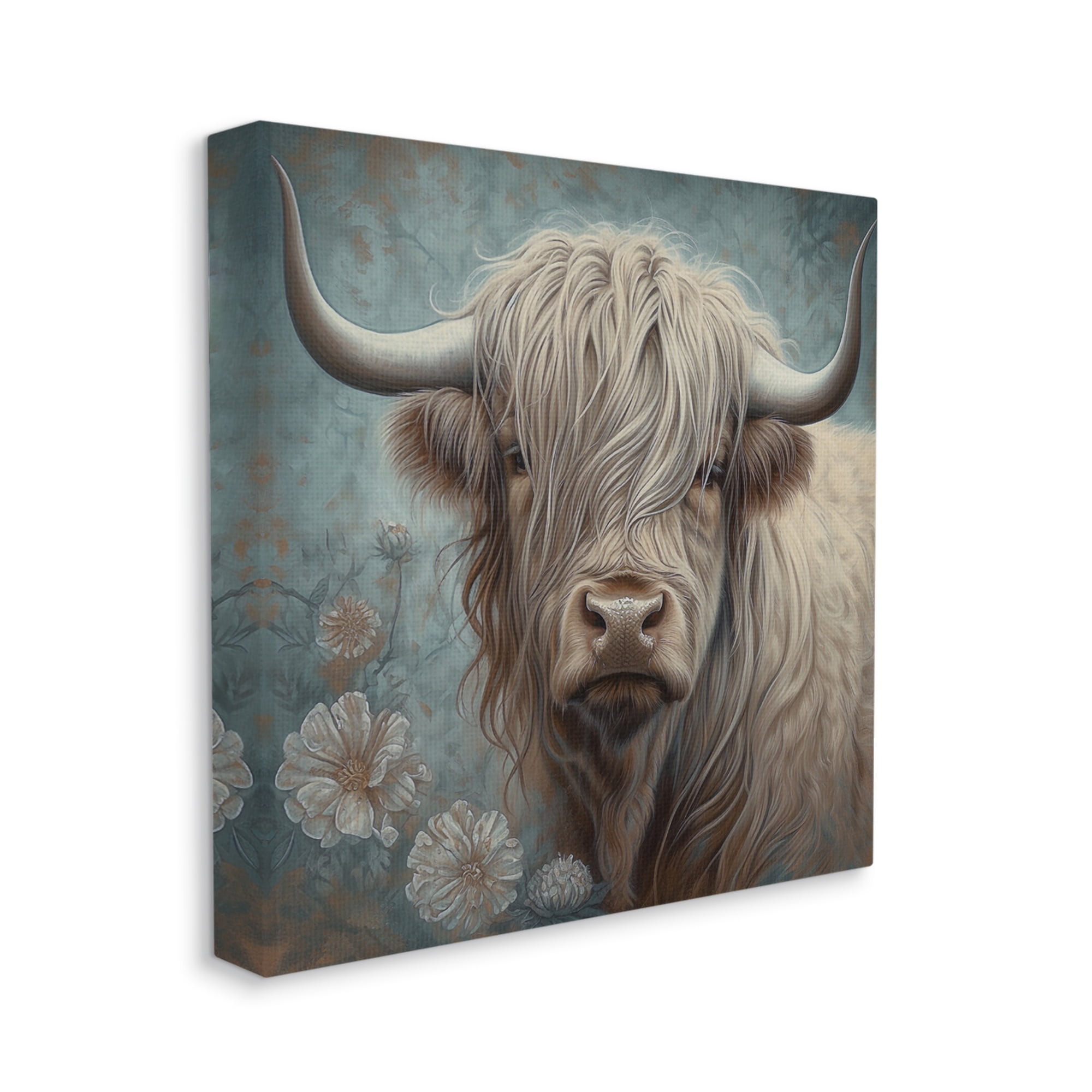 Stupell Industries Mystic Highland Cattle Animals & Insects Painting Gallery Wrapped Canvas Art Print Wall Art, 17 x 17