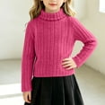 thumbnail image 6 of BXJX Girls Knit Sweaters, Casual Turtleneck Long Sleeve Warm Fall Pullover Tops Hot Pink Size 13-14 T, 6 of 6