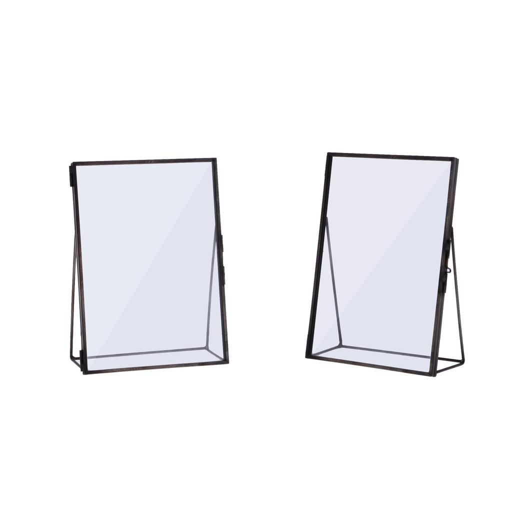 Double Sided Photo Frame Glass & Metal Picture Holder Freestanding Vintage Style 
